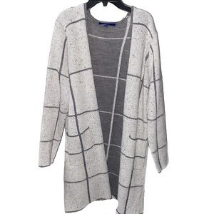 NEW Apt. 9 Long Collarless Duster Plaid Cardigan Sweater
